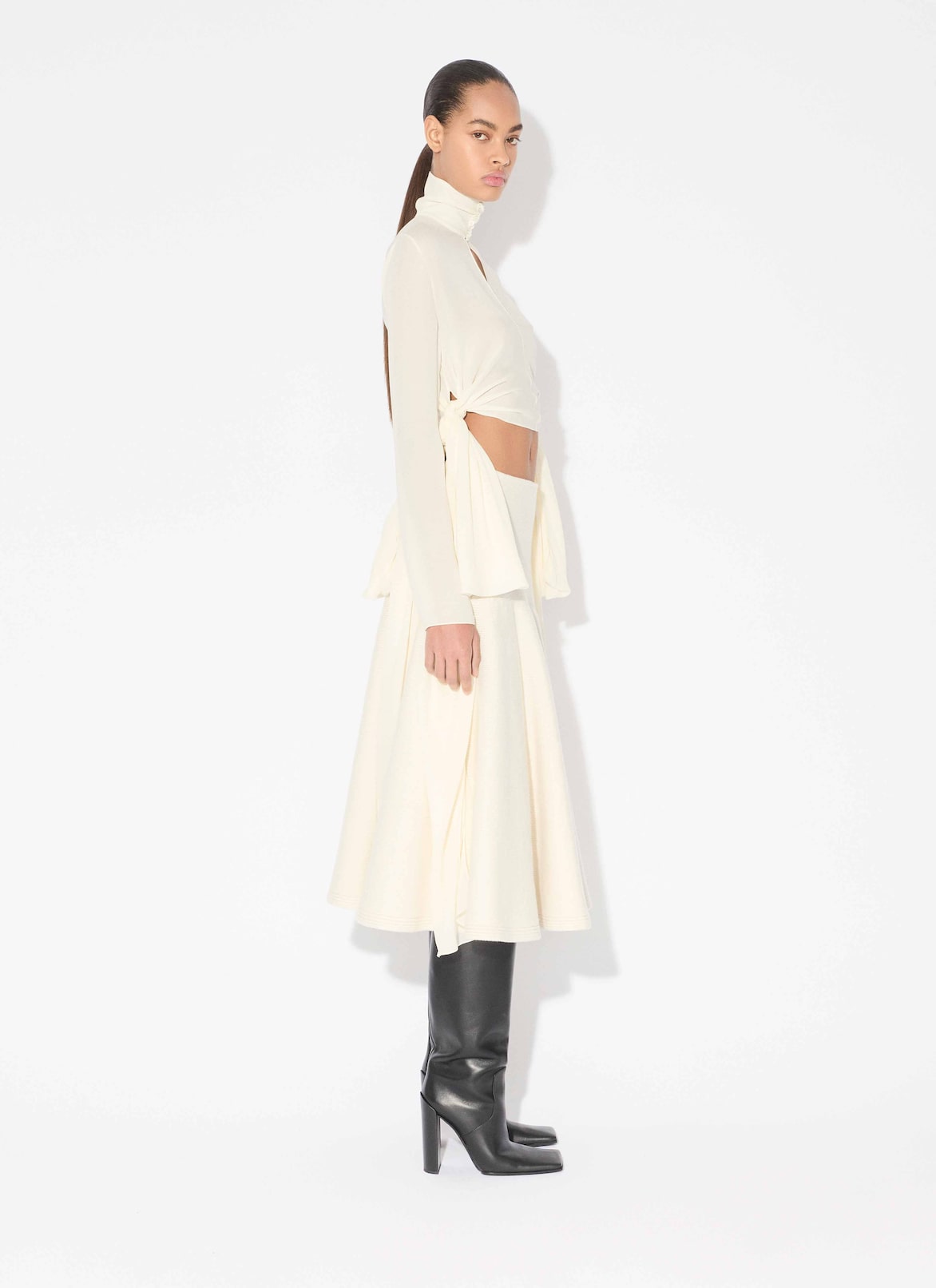 GEORGETTE BLOUSE WITH BOWS ALAÏA IVORY GEORGETTE BLOUSE WITH BOWS
